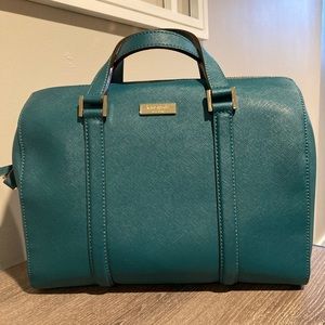 Kate Spade Newbury Lane Cassie leather satchel. Deep emerald green. Strap Handle